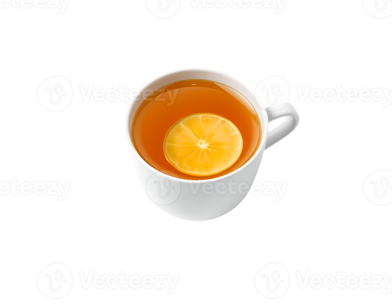Tea with Lemon Slice in a White Cup png