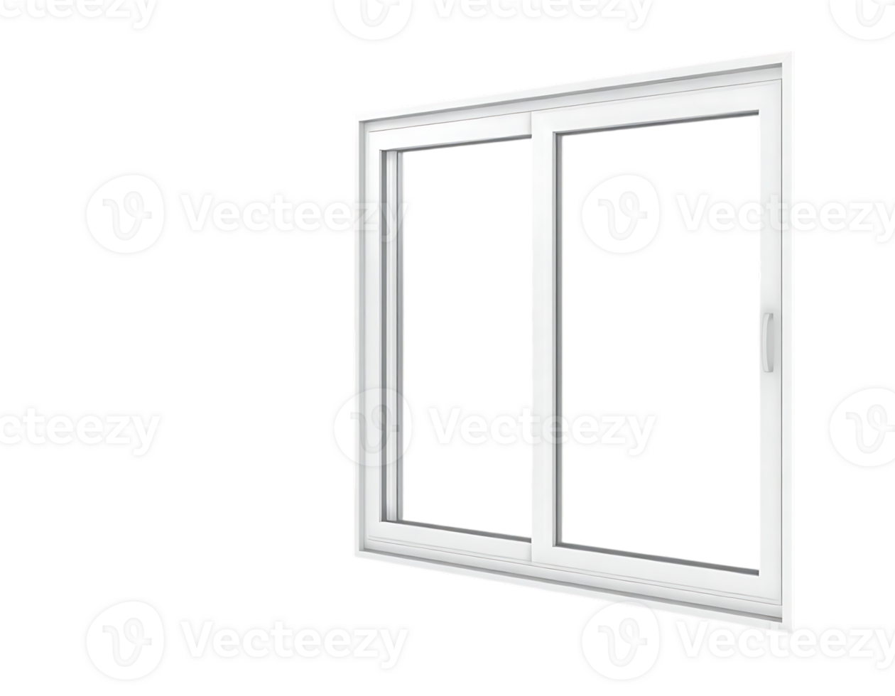 A bright white sliding window with transparent glass on a transparent backdrop png