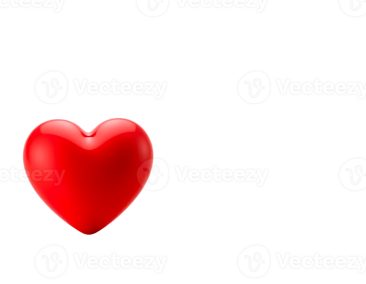 3D Red Heart on Transparent Background png