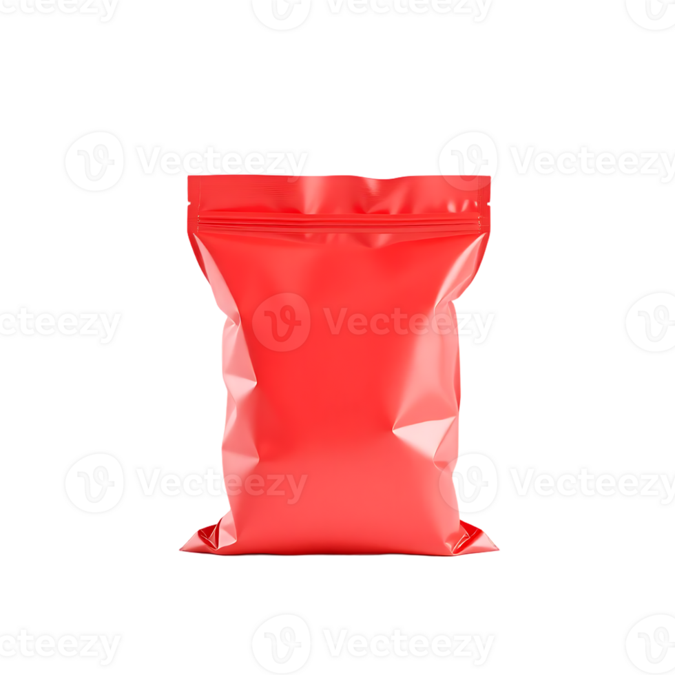 Red Plastic Pouch Mockup on Transparent Background png