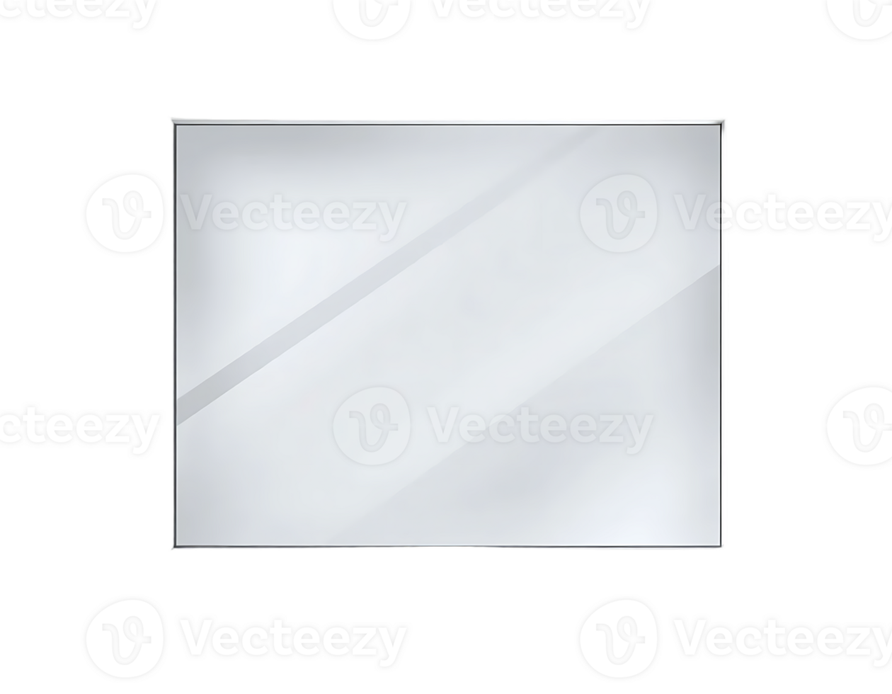 A clear rectangular mirror with a reflective surface. png