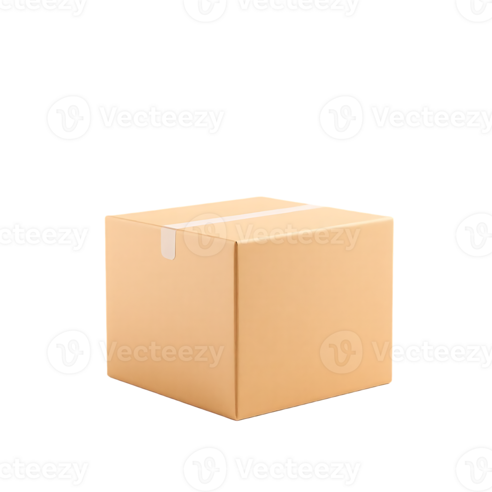 A brown cardboard shipping box isolated on a transparent background. png