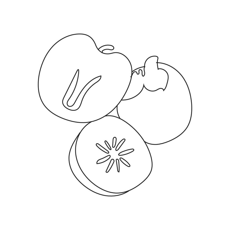 Illustration line art persimmon simple with blank background vector