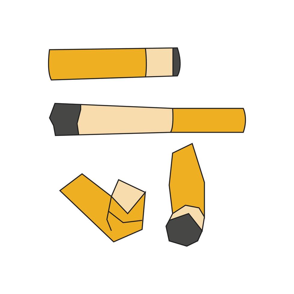 illustration cigarette butt set isolated vector