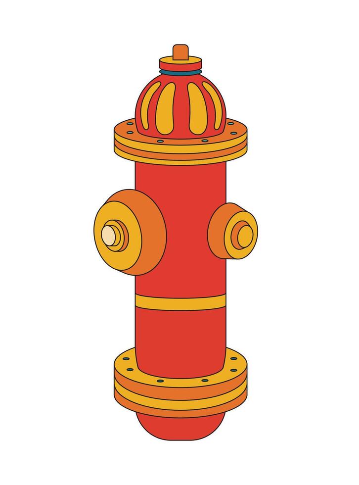 Illustration fire hydrant retro with outline vector