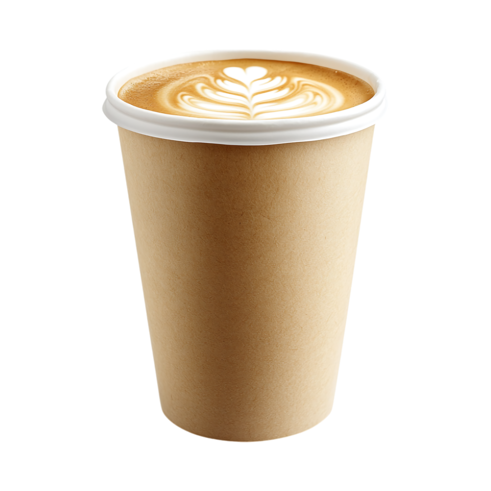 a paper cup of coffee on a transparent background png