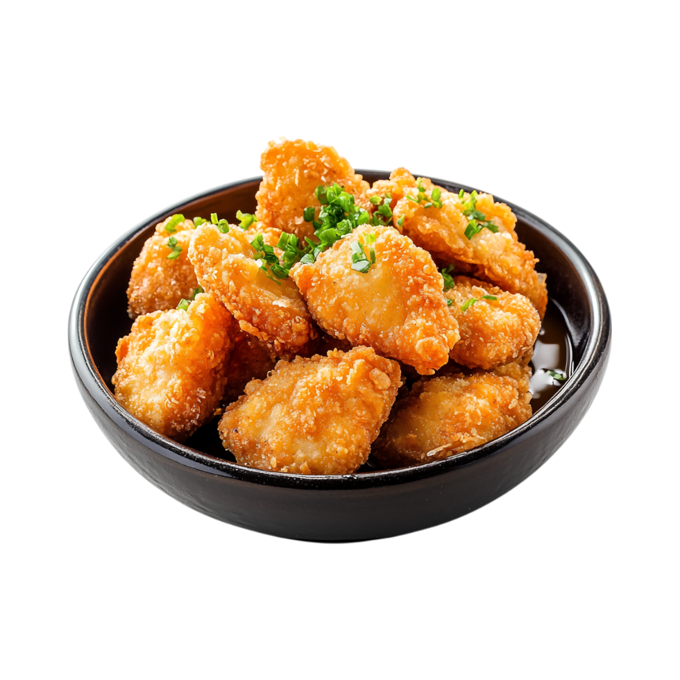chicken nuggets in a bowl on transparent background png