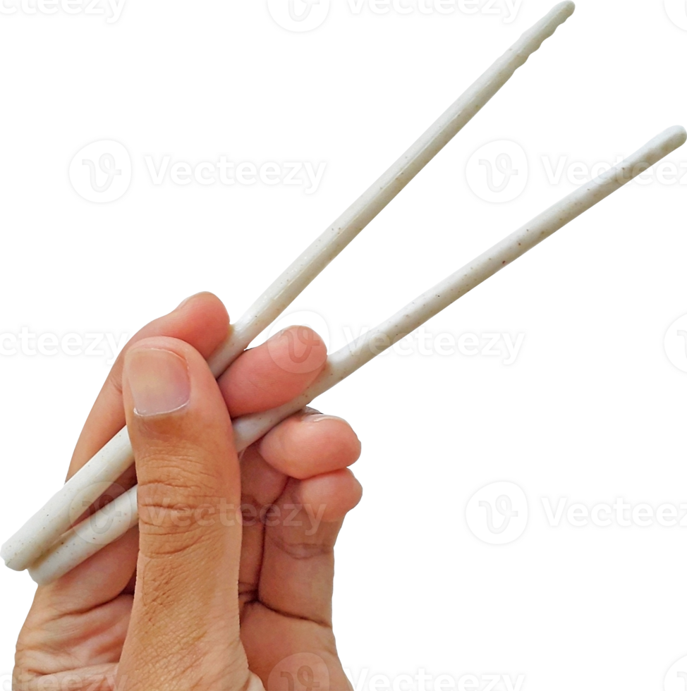 Man's hand holding chopsticks png