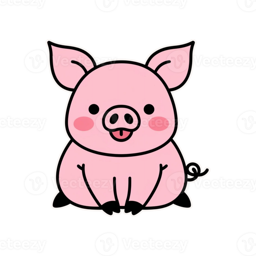 Cute kawaii pig illustration png