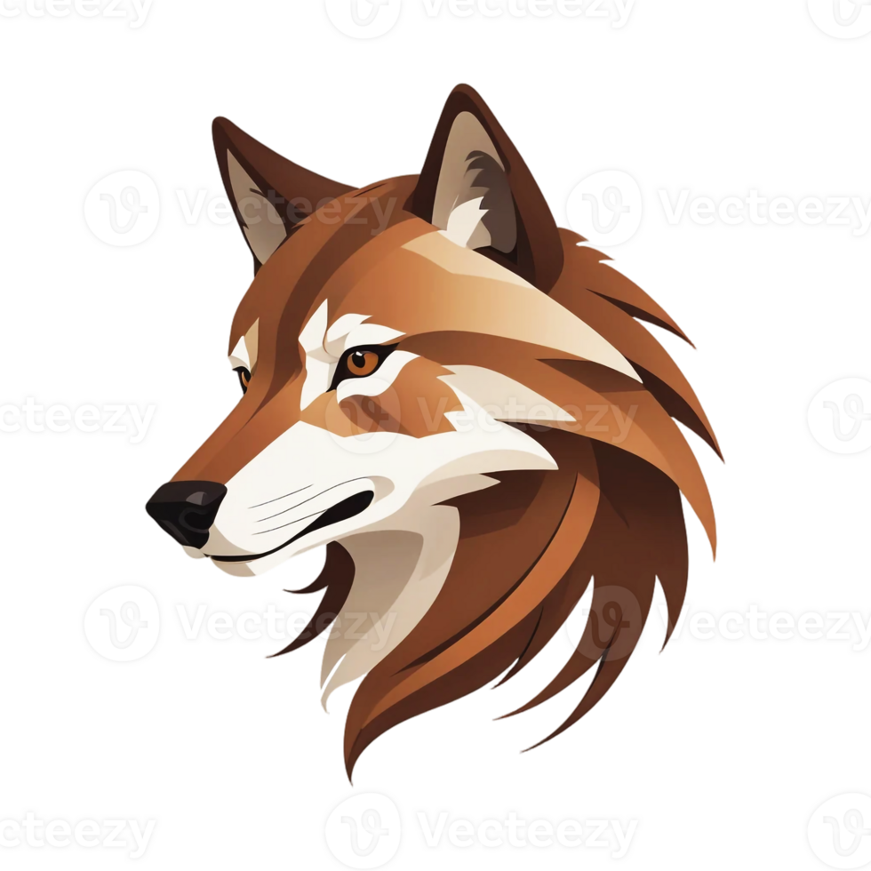 Wolf Icon with Flowing Mane in Warm Brown Tones png