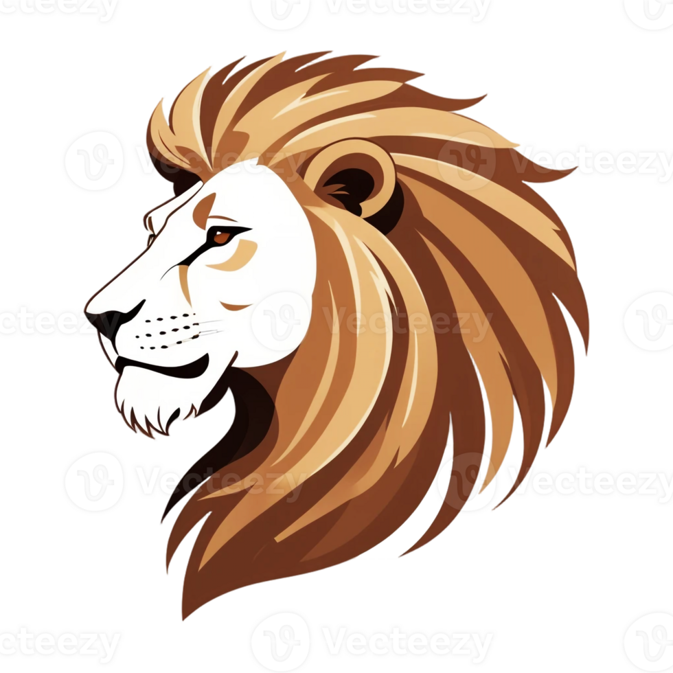 Minimalist Animated Lion Icon in Brown Tones png