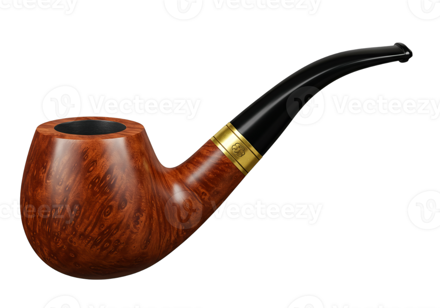 Classic Smoking Pipe with Wooden Bowl and Black Stem Still Life png