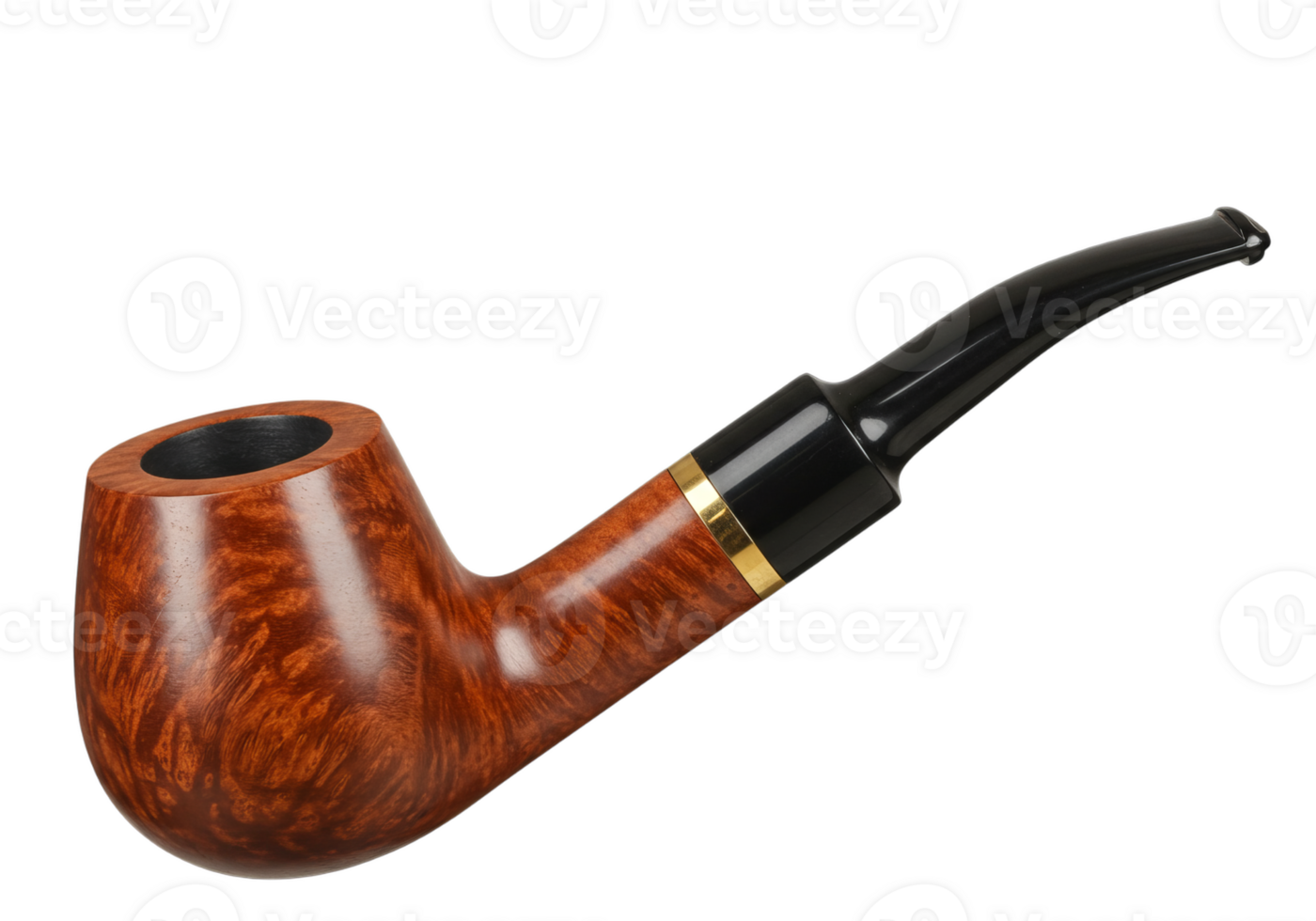Tobacco Pipe Close-Up with Wood Grain Detail on Transparent Background png