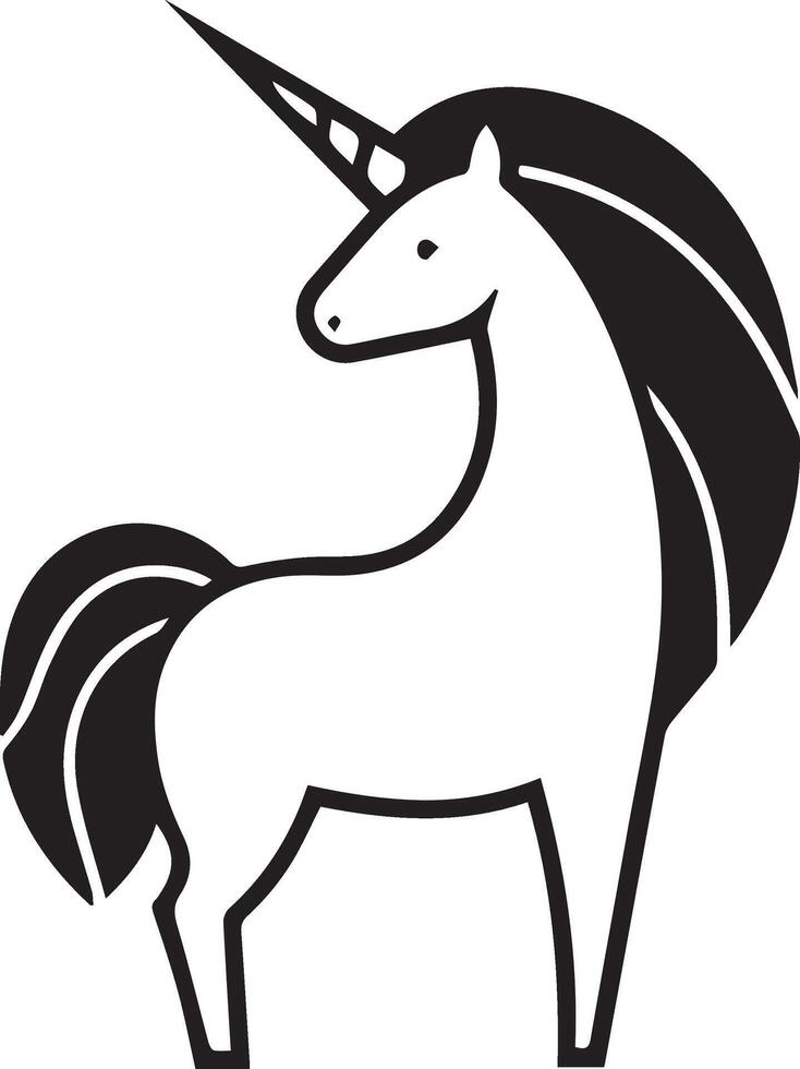Elegant Black and White Unicorn Silhouette vector