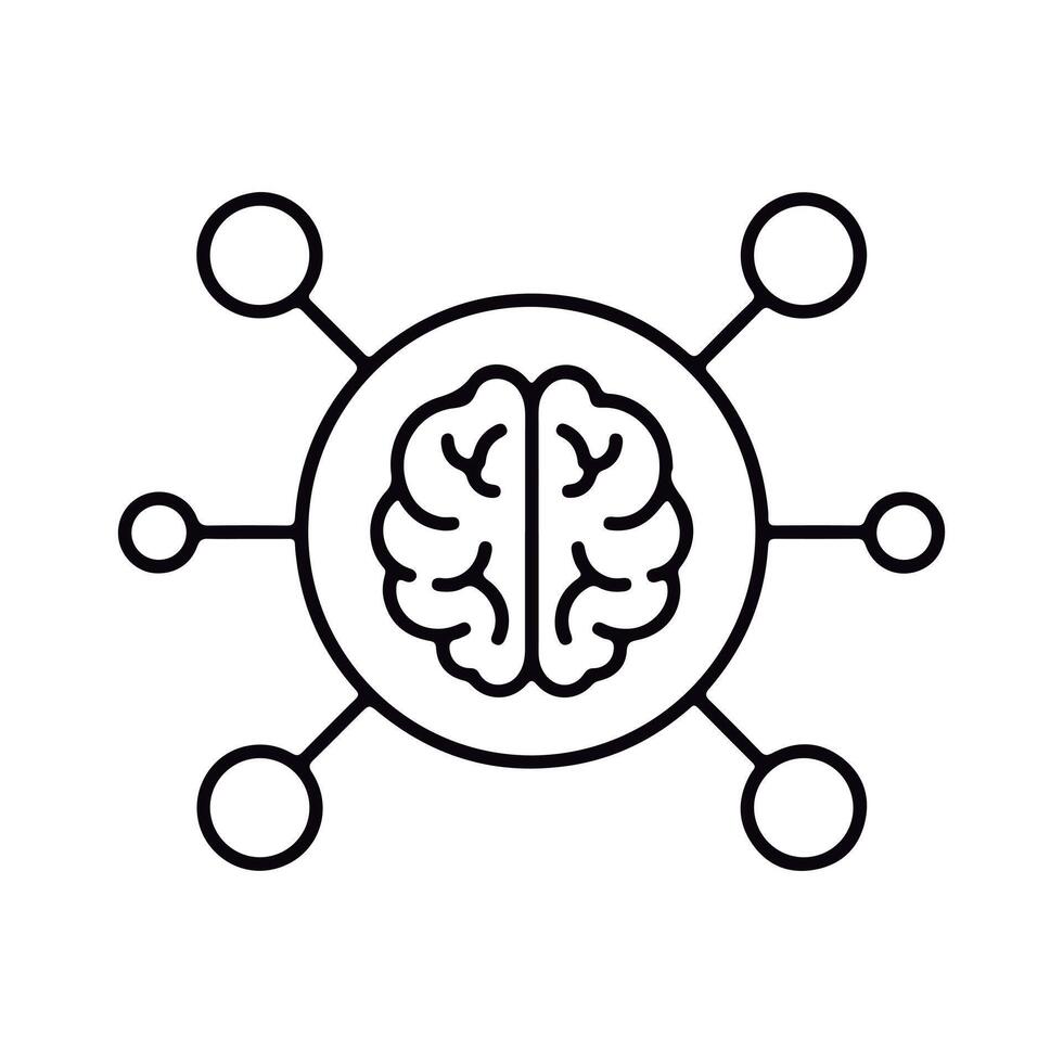 Brain Network Connection. Brain with Connected Nodes. vector