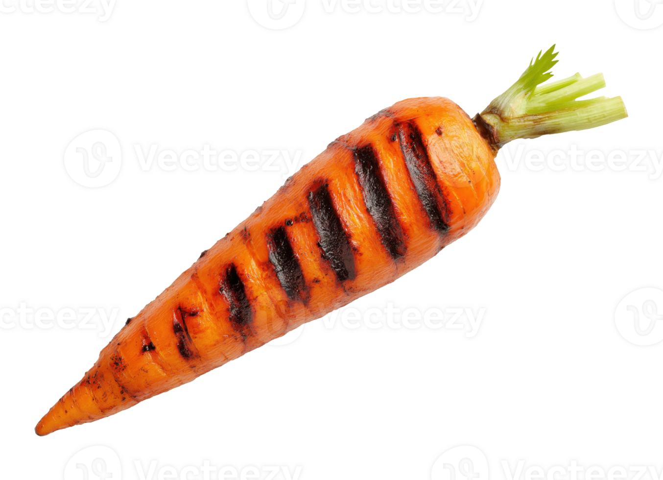 Fresh grilled orange carrot isolated on a transparent background png