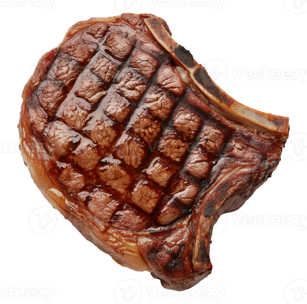 Grilled beef steak with grill marks isolated on a transparent background png