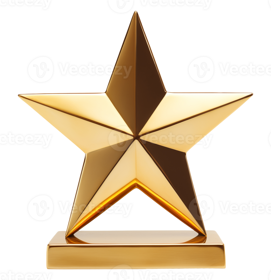 Shiny gold star award isolated on transparent background png