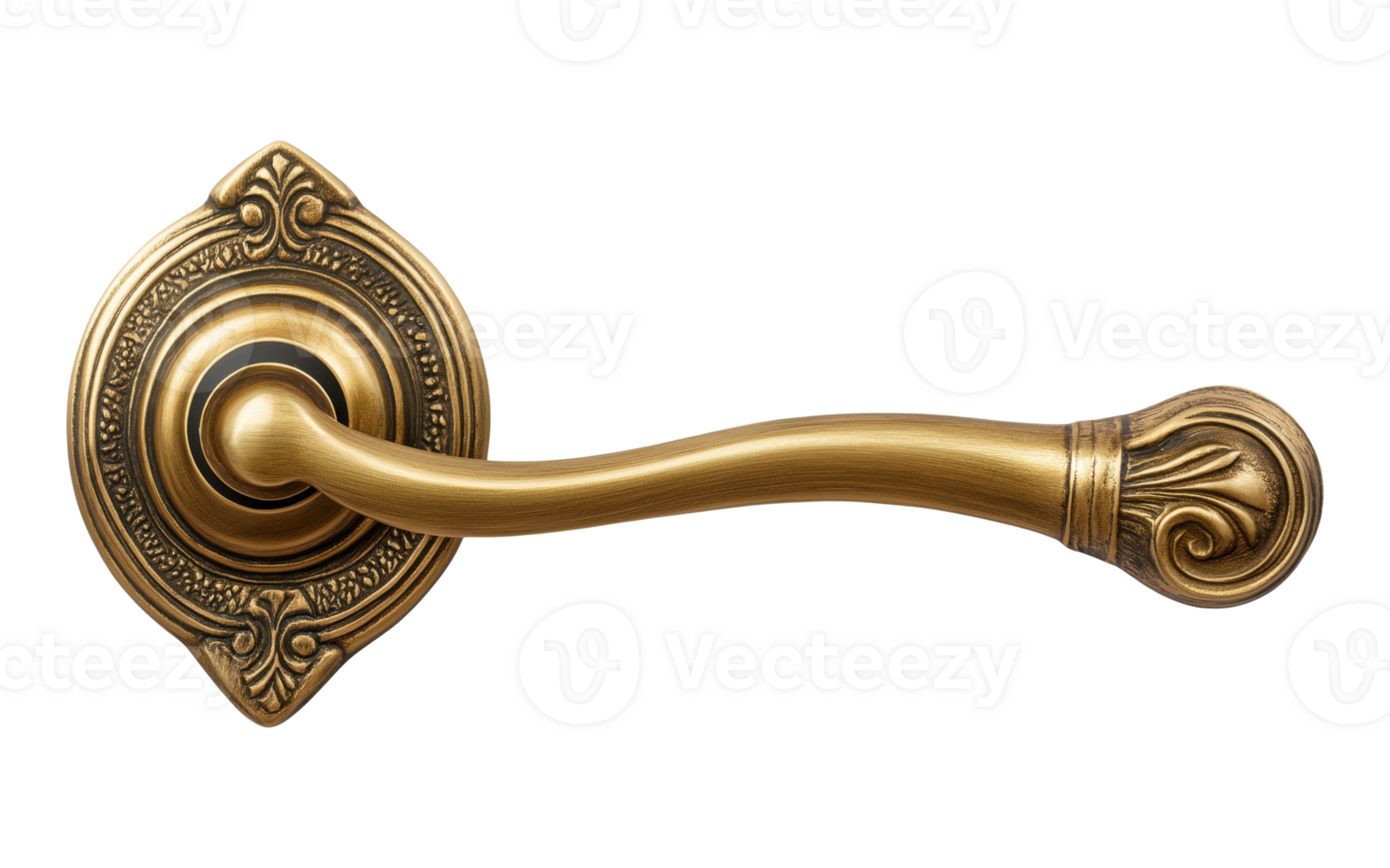 Elegant brass door handle isolated on transparent background png