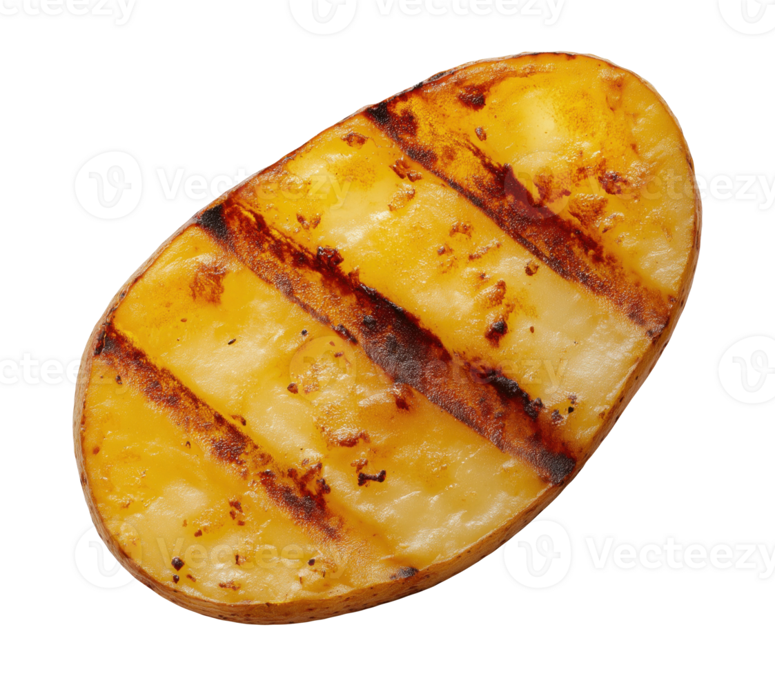 Golden grilled potato slice isolated on transparent background png