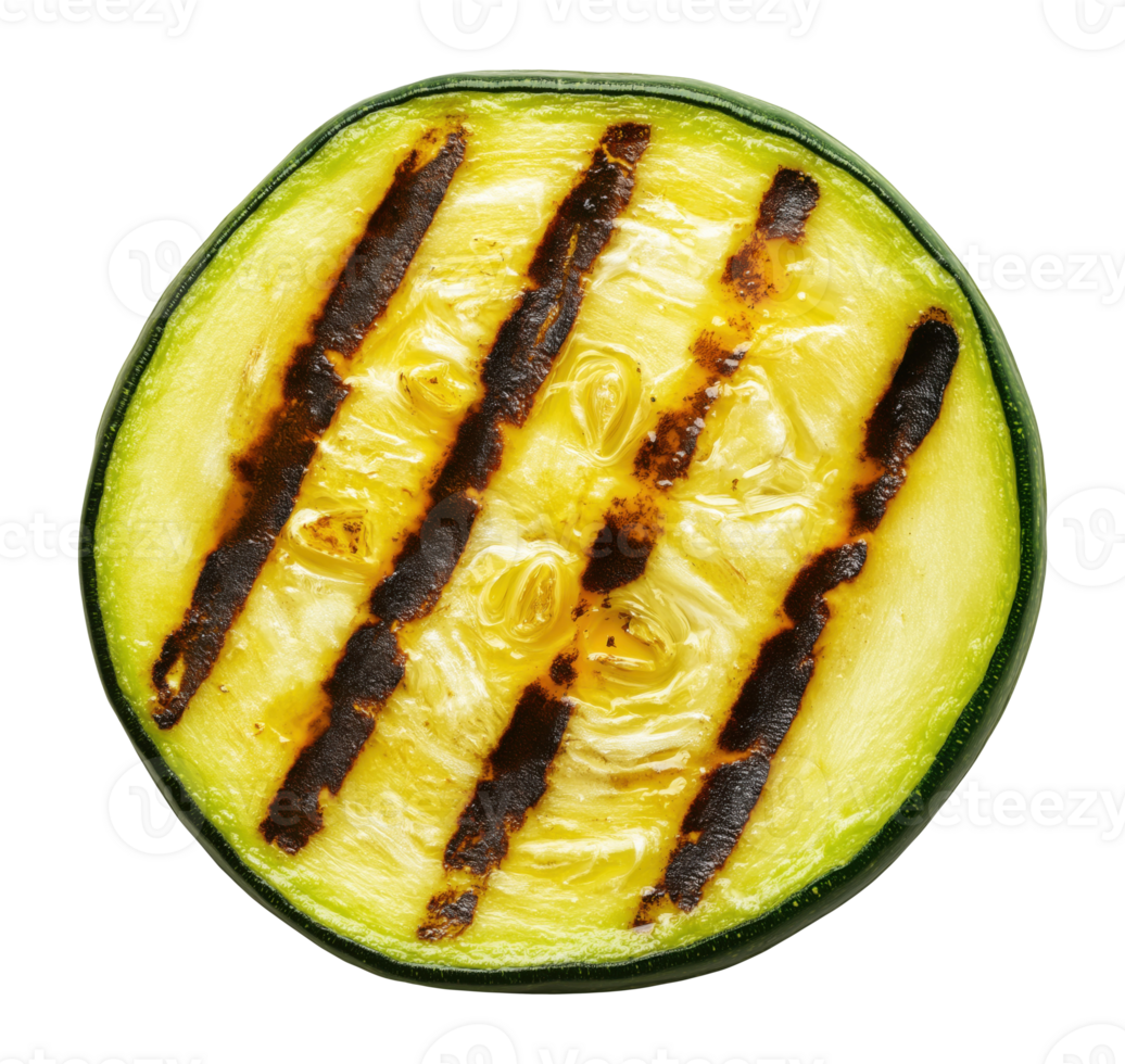 Grilled round zucchini slice isolated on a transparent background png
