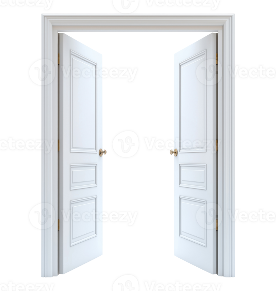 White open doors isolated on transparent background png