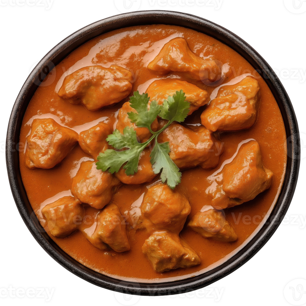 Chicken curry in a bowl isolated on transparent background png