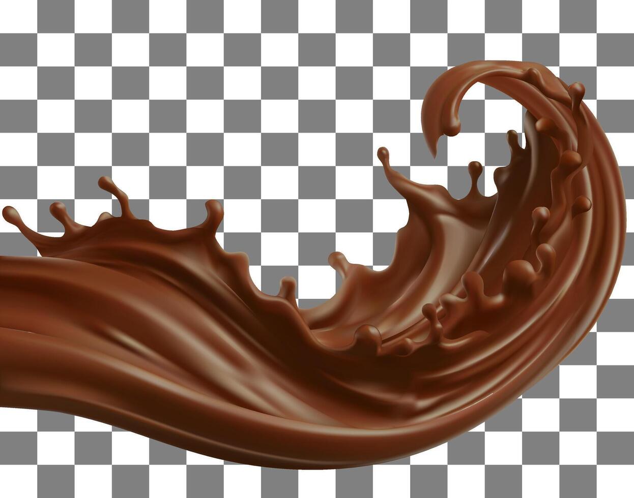 chocolate liquid and swirl shape isolated on background in Realistic Mesh gradient is used vector