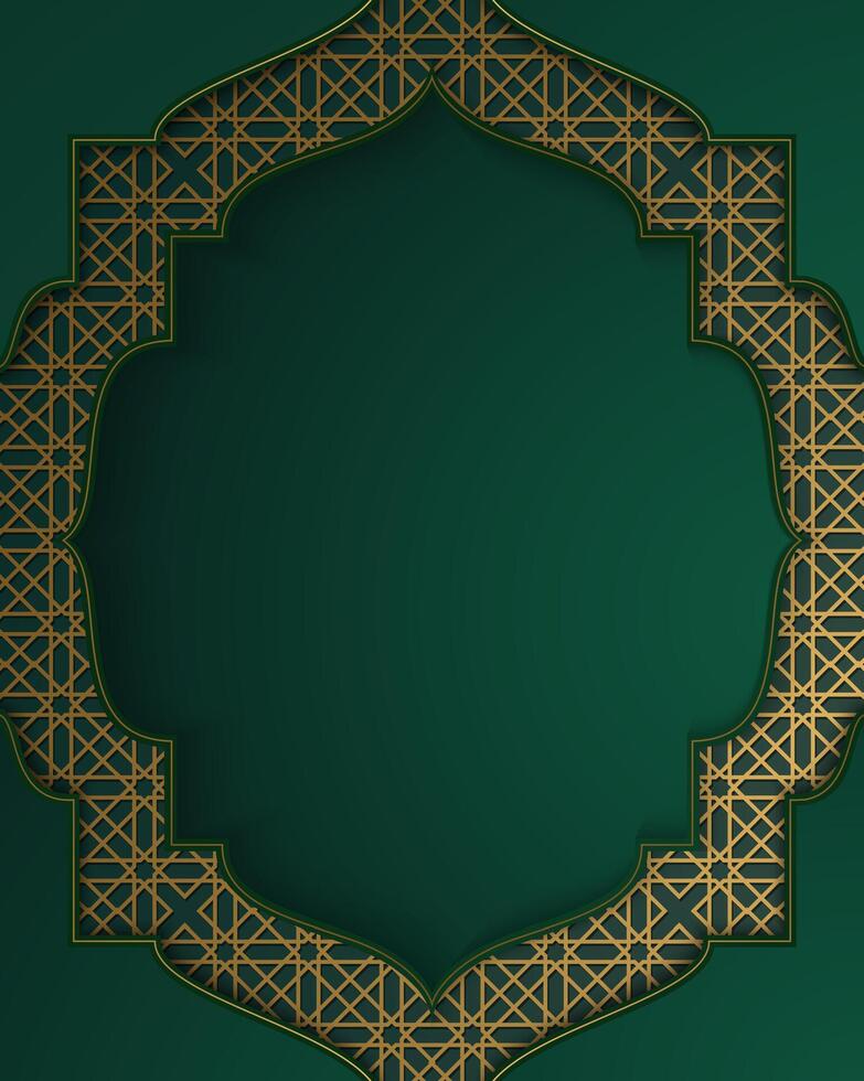Elegant dark green decorative Islamic background with empty space vector