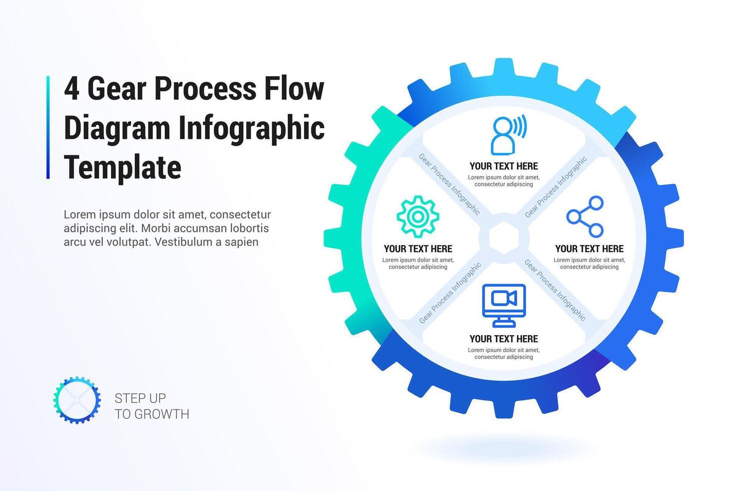 4 Gear Process Flow Diagram Infographic Template vector