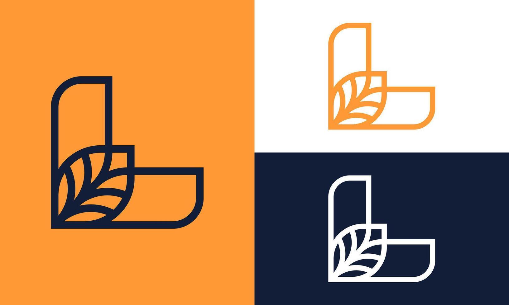 Minimalist logo L leaf vector