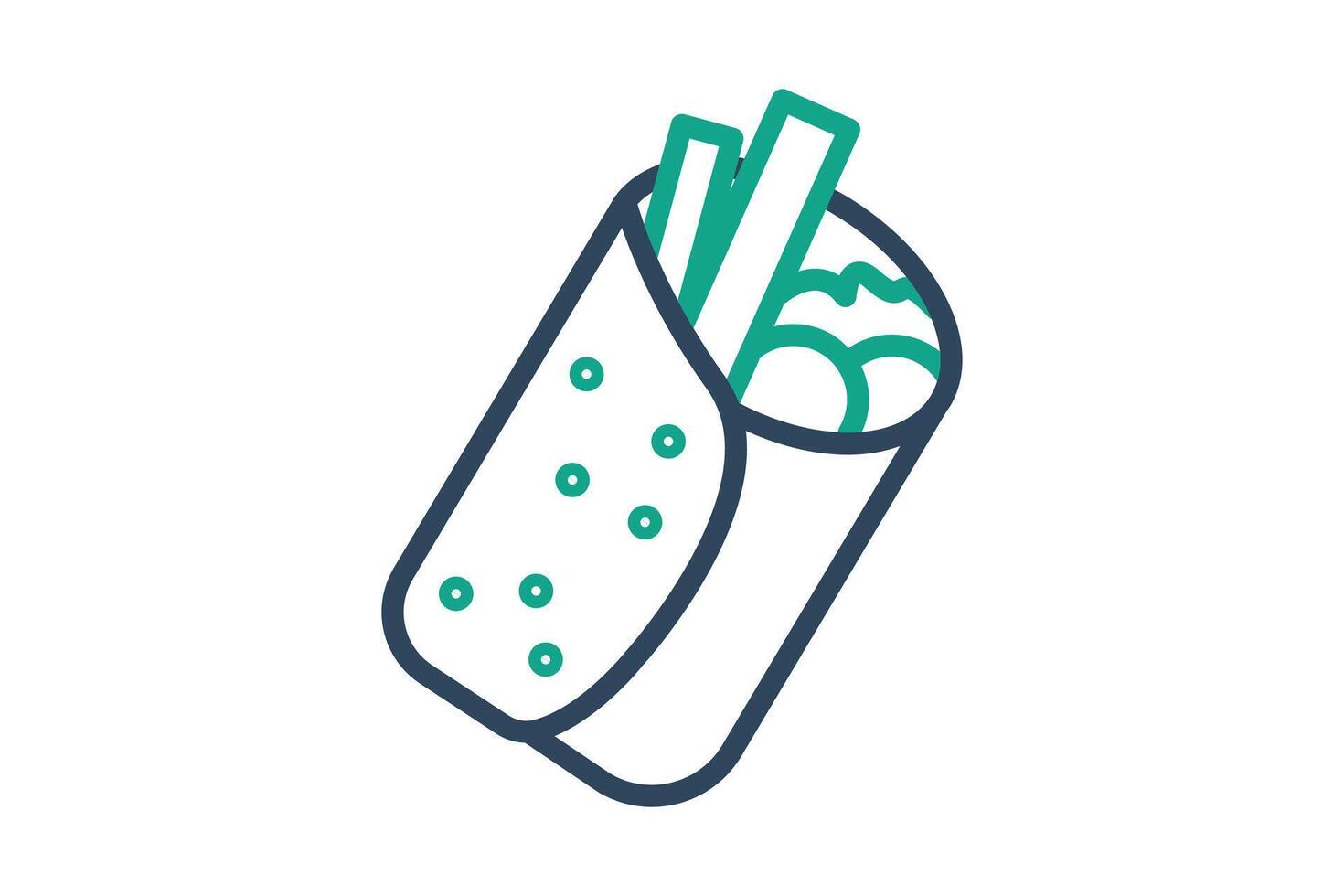 Burrito icon. line icon style. icon related to meat. food elements illustration vector