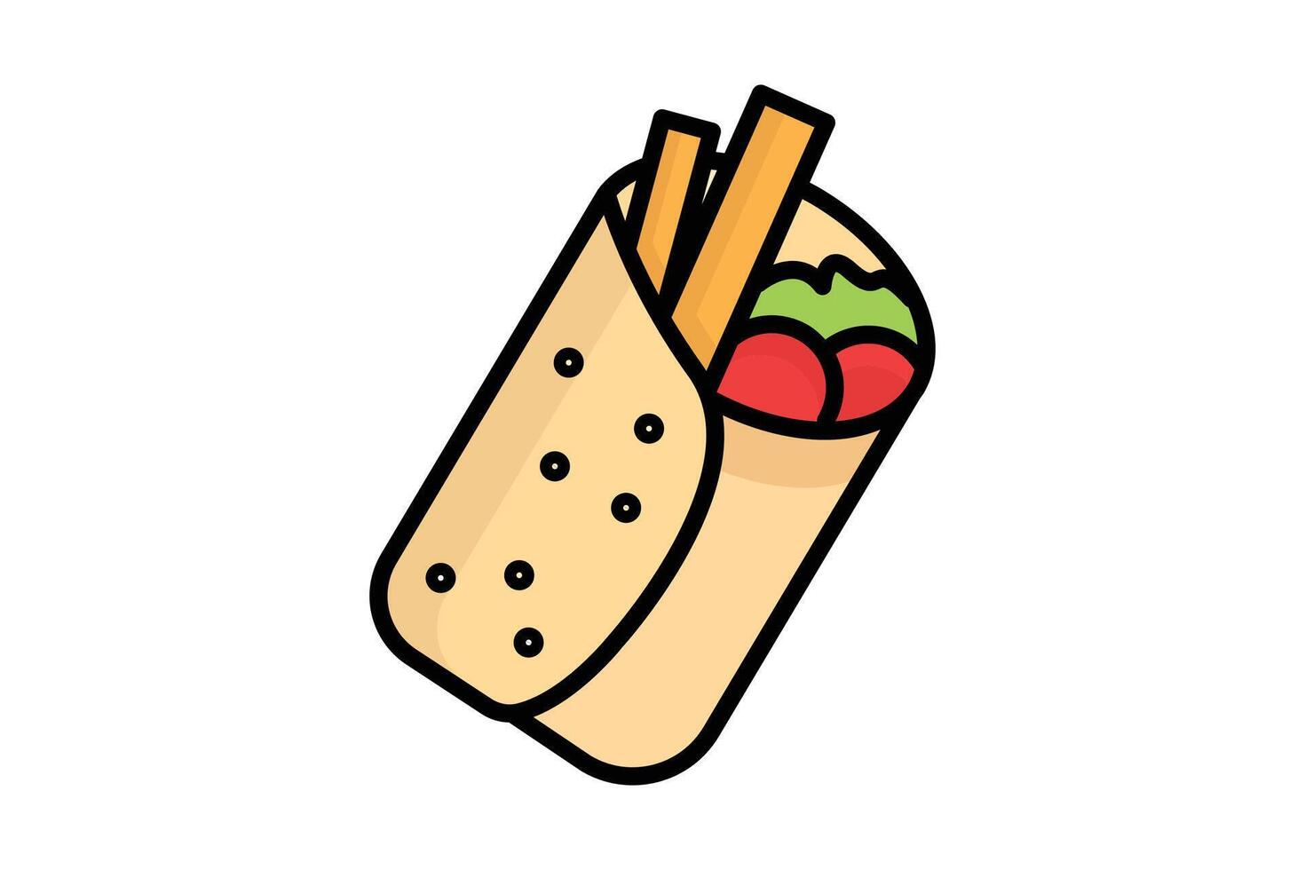 Burrito icon. colored outline icon style. icon related to meat. food elements illustration vector