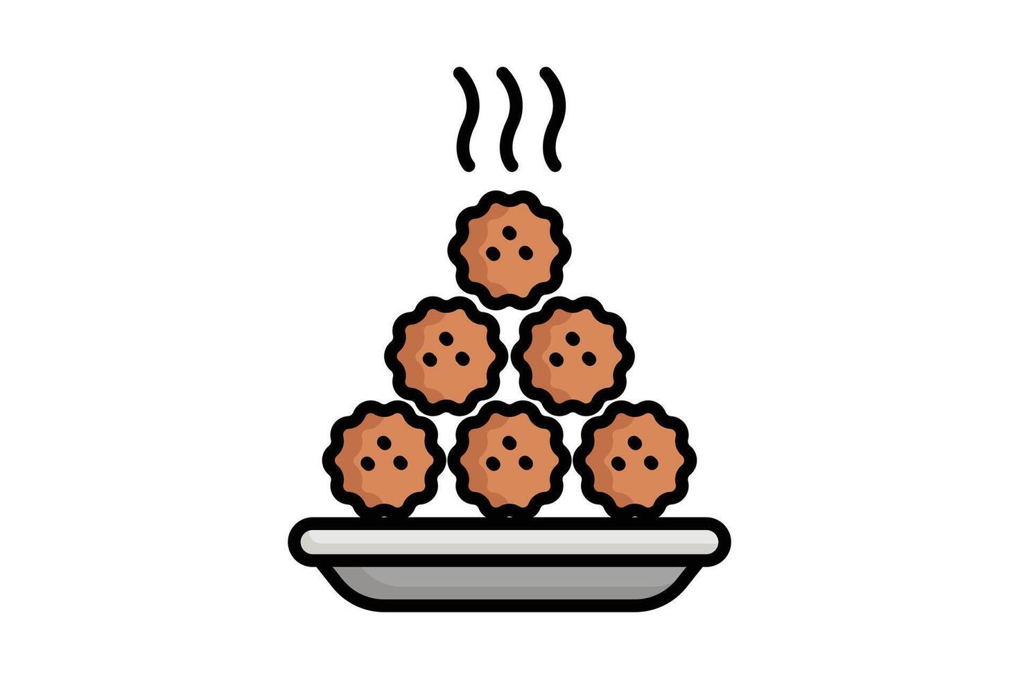 Meatball icon. colored outline icon style. icon related to ground meat. food elements illustration vector