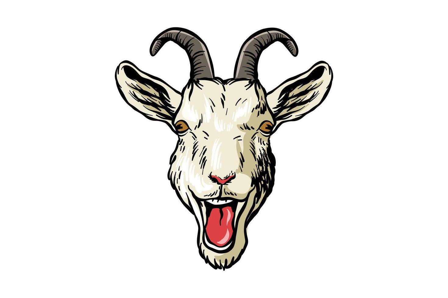 cute and happy goat head illustration vector