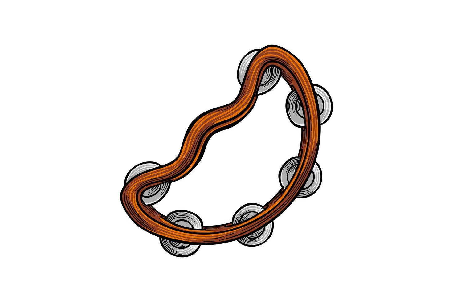 hand drawn colored tambourine illustration vector