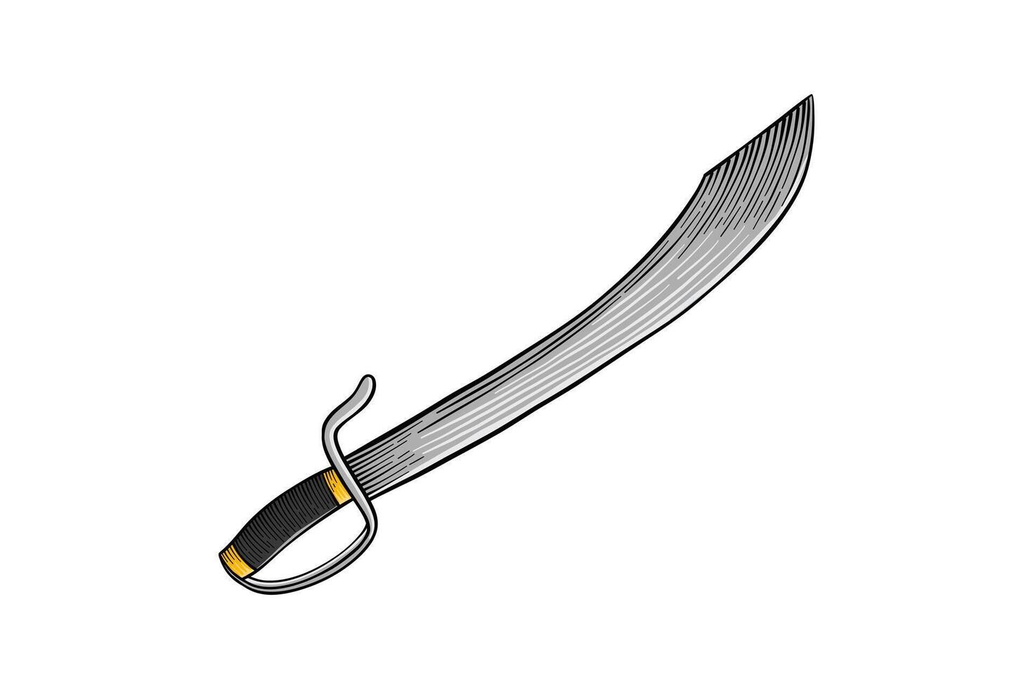 retro style pirate sword illustration vector