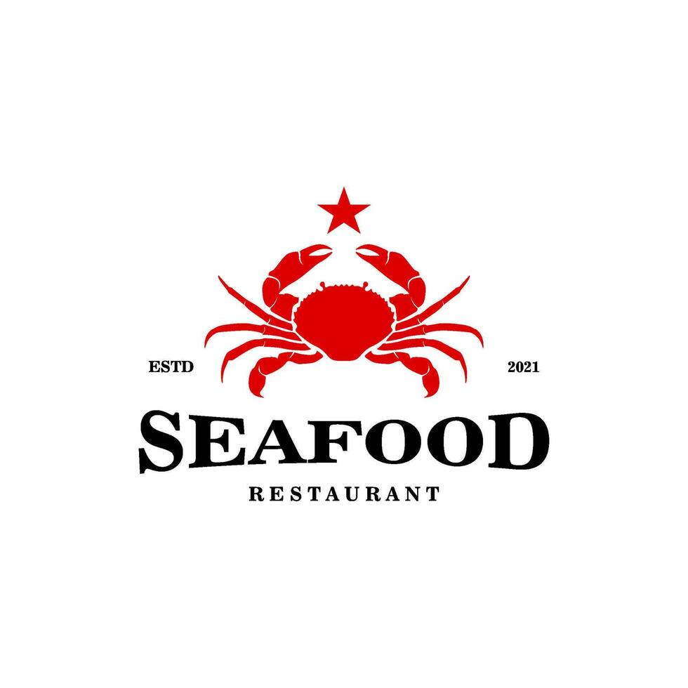 classic seafood restaurant crab logo template vector