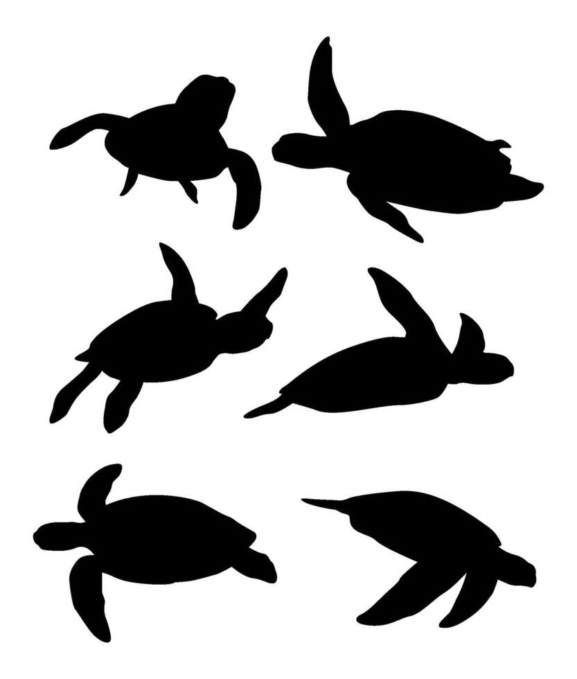 swimming turtle silhouette image collection vector