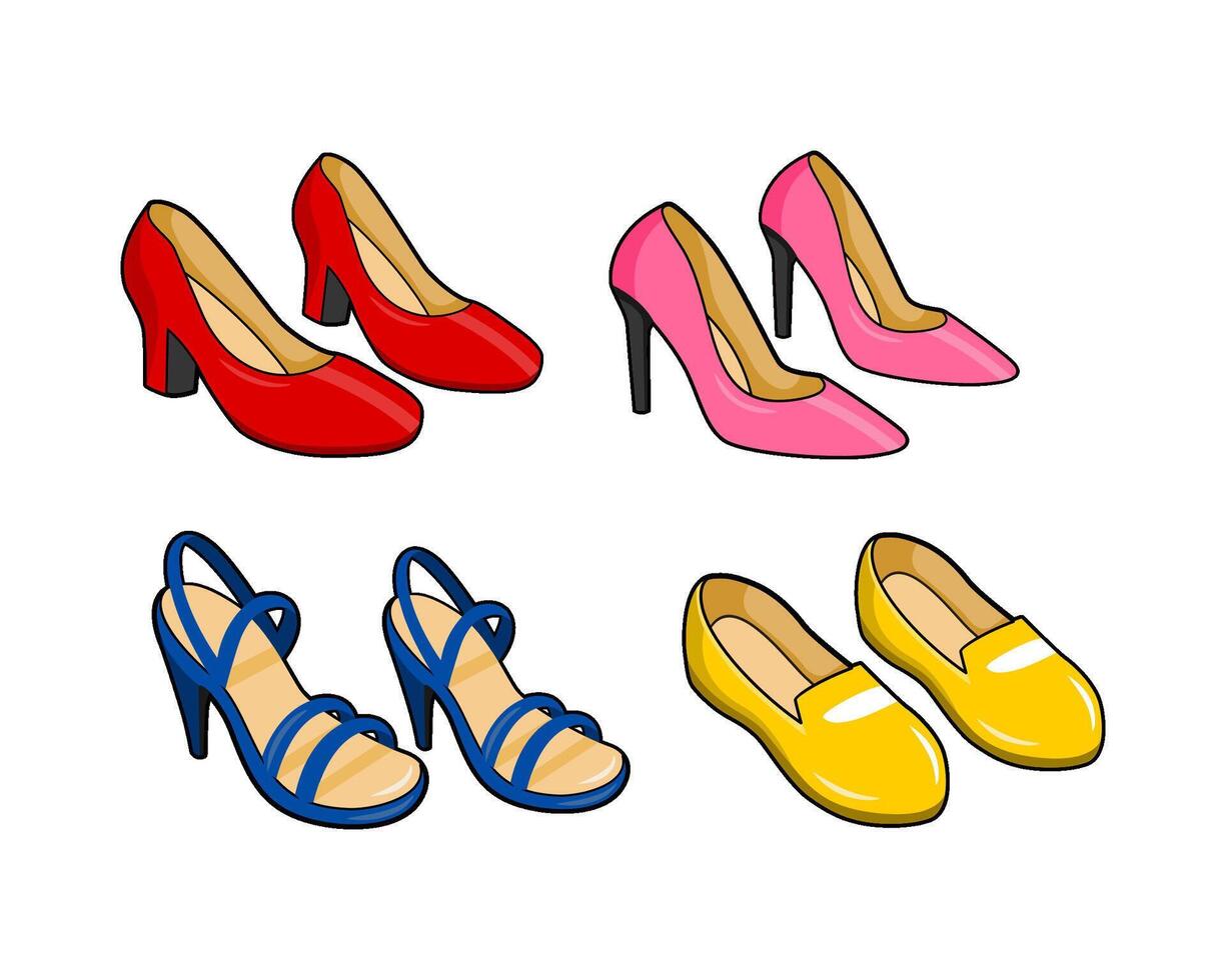 colorful assortment of women shoes image illustration vector