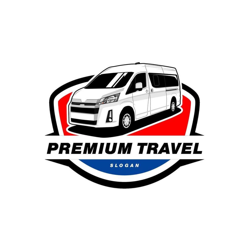 premium travel minivan van car service logo design vector