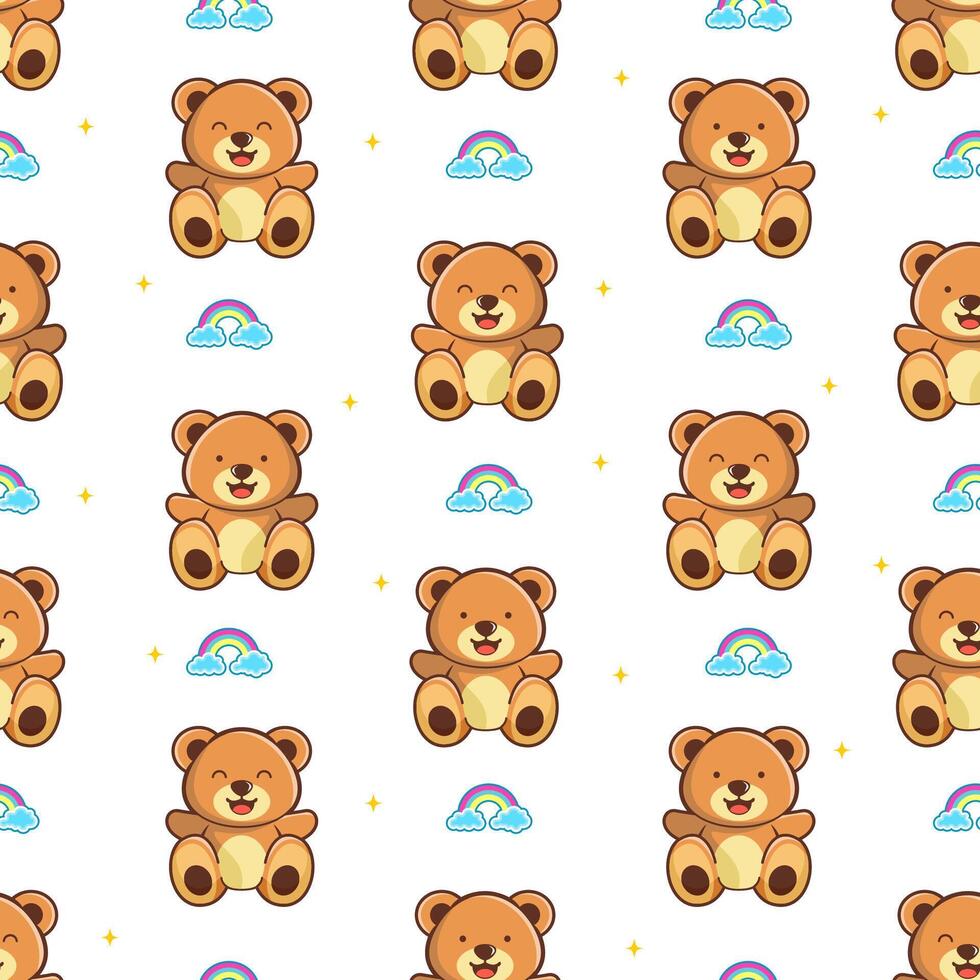 cute bears and rainbows pattern seamless vector