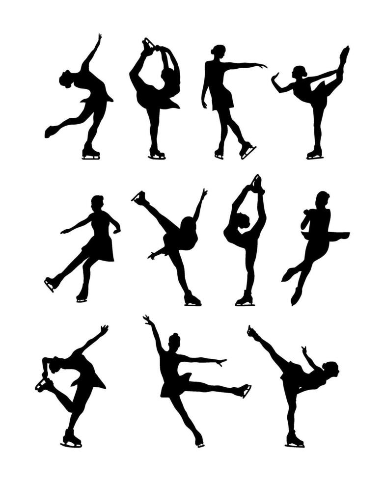 ice skating silhouette collection vector