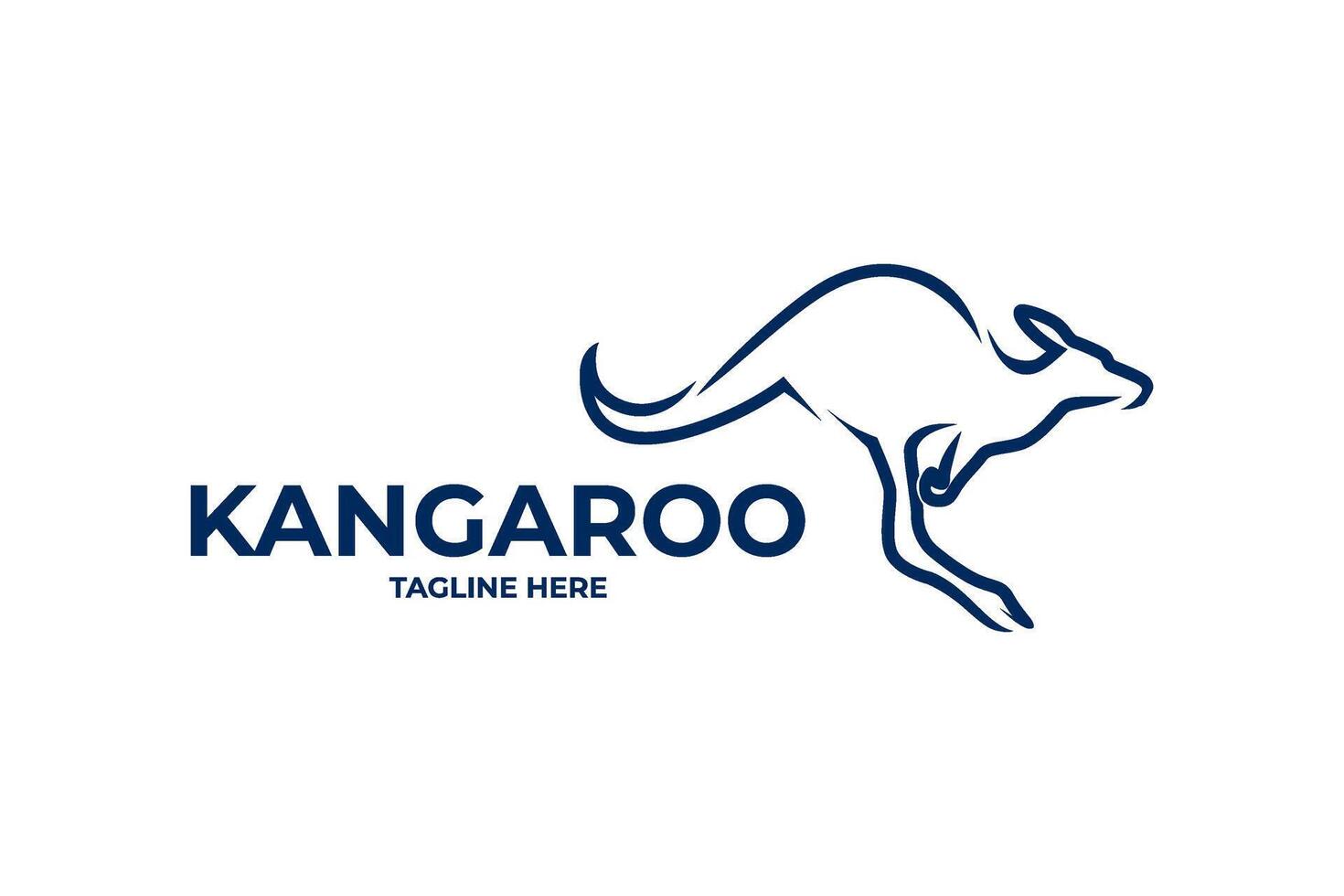 elegant jumping kangaroo line art logo abstract design vector