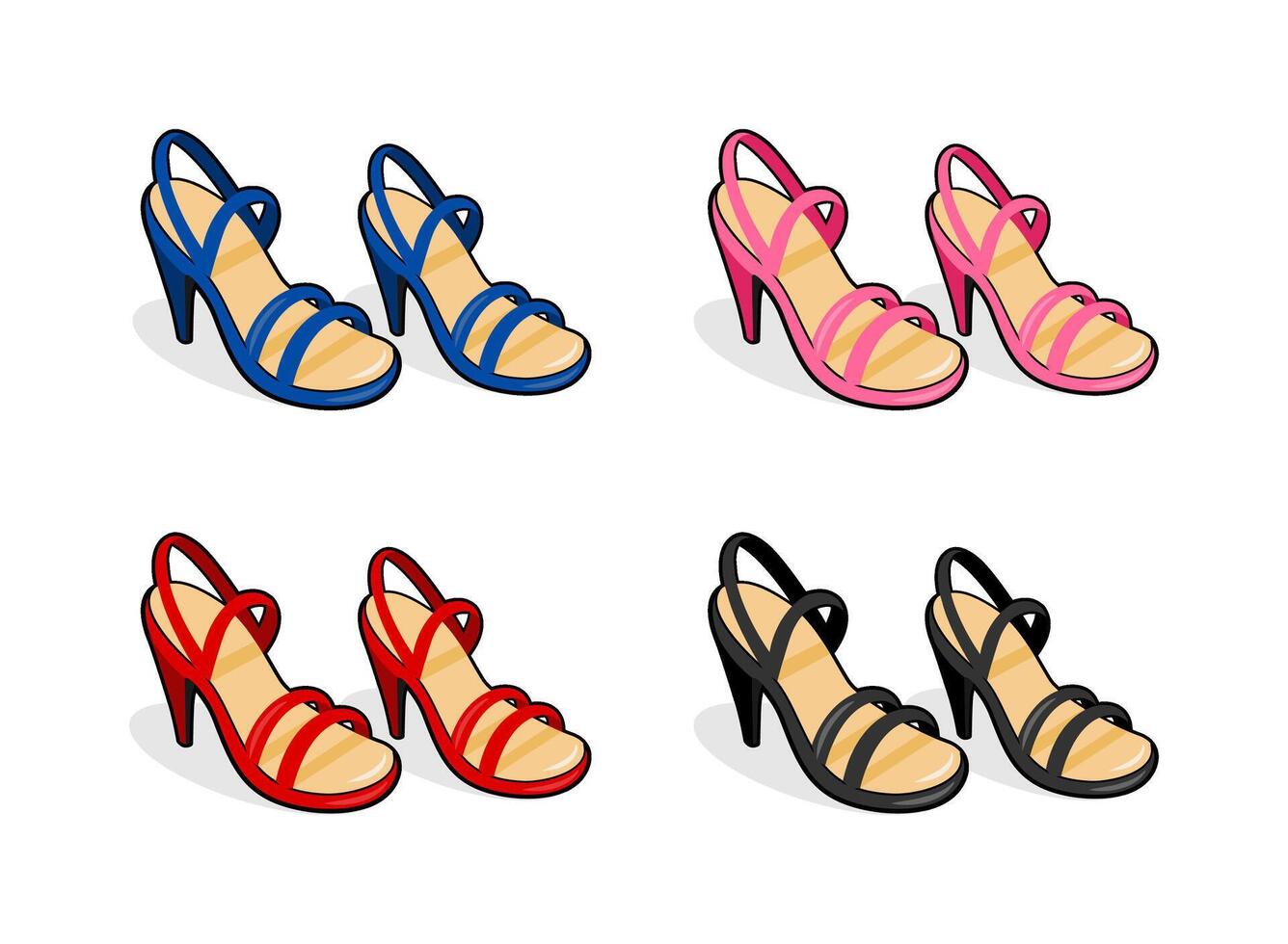 colorful high heel shoes image illustration collection vector