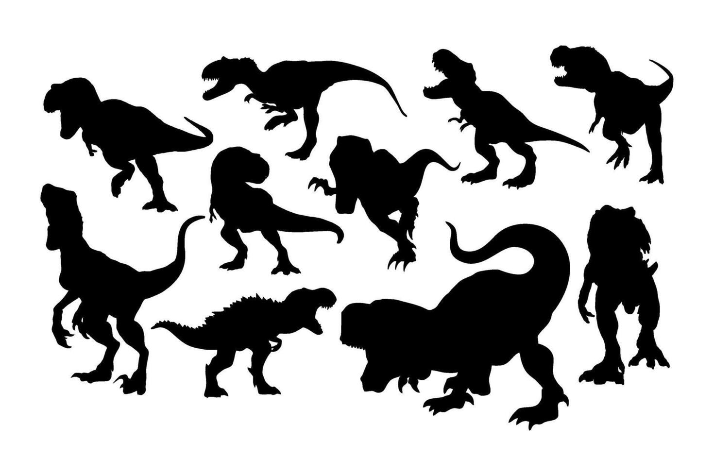 dinosaur tyrannosaurus rex silhouettes diverse collection vector