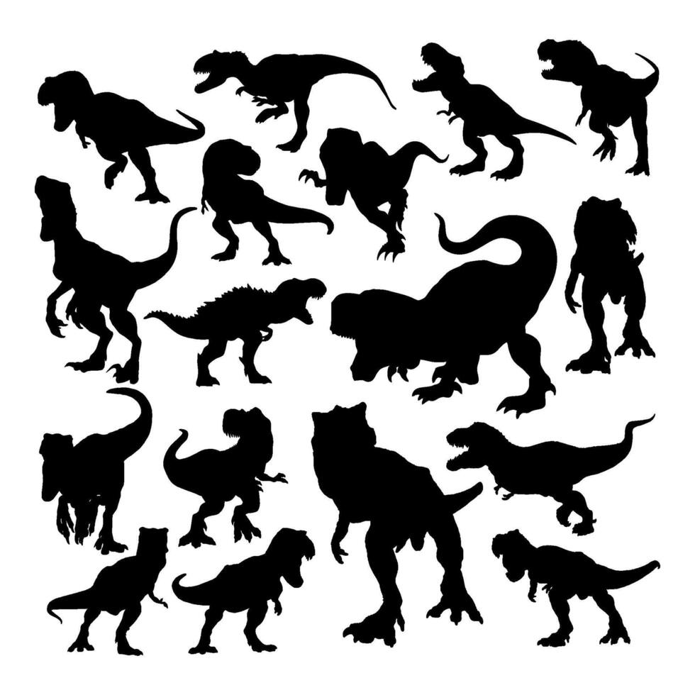 dinosaur tyrannosaurus rex silhouettes image collection vector