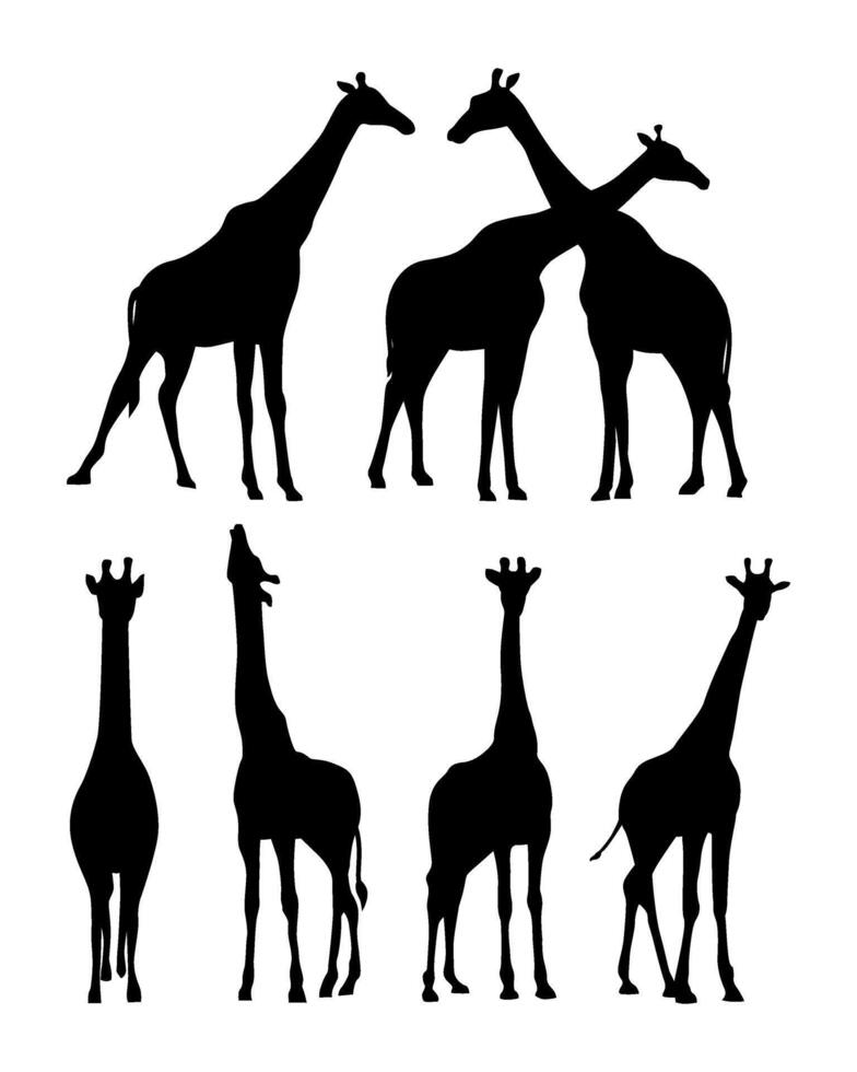 silhouette of walking giraffe illustration collection vector