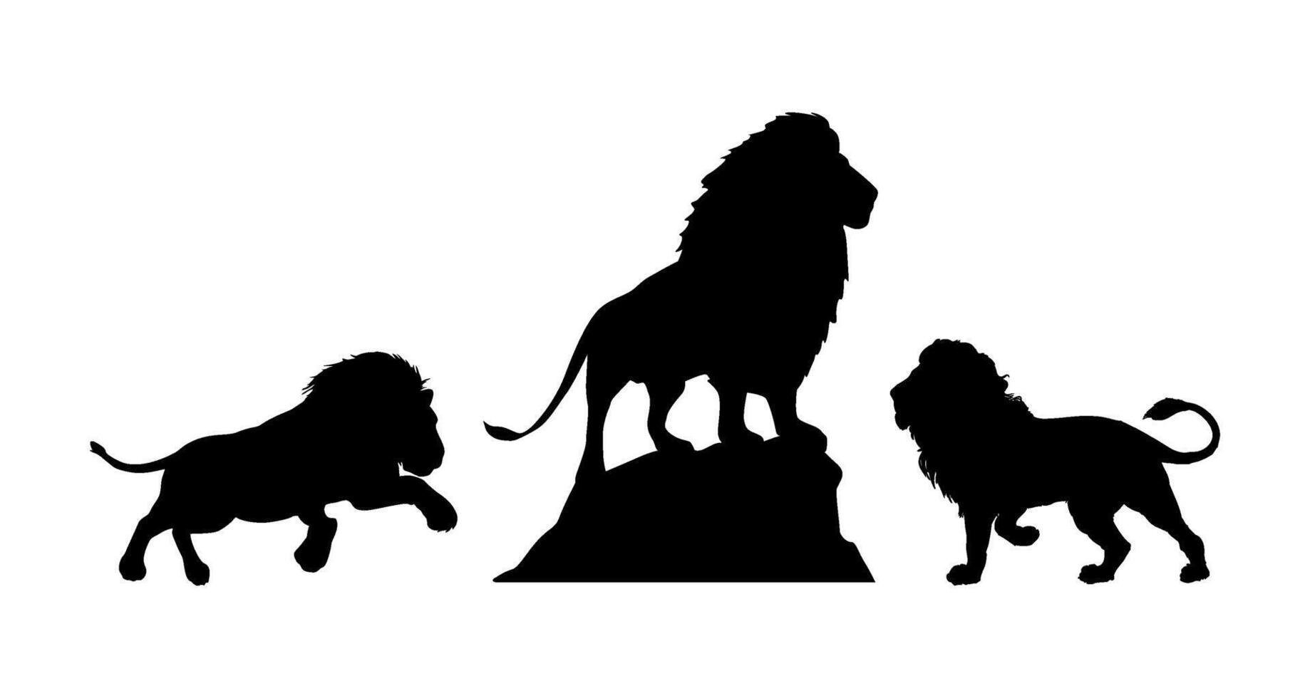 lion silhouettes set majestic poses vector