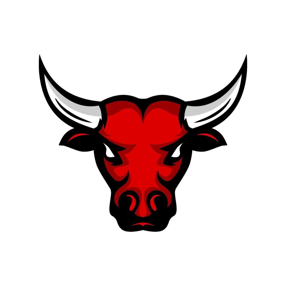 fierce red bull mascot head illustration vector